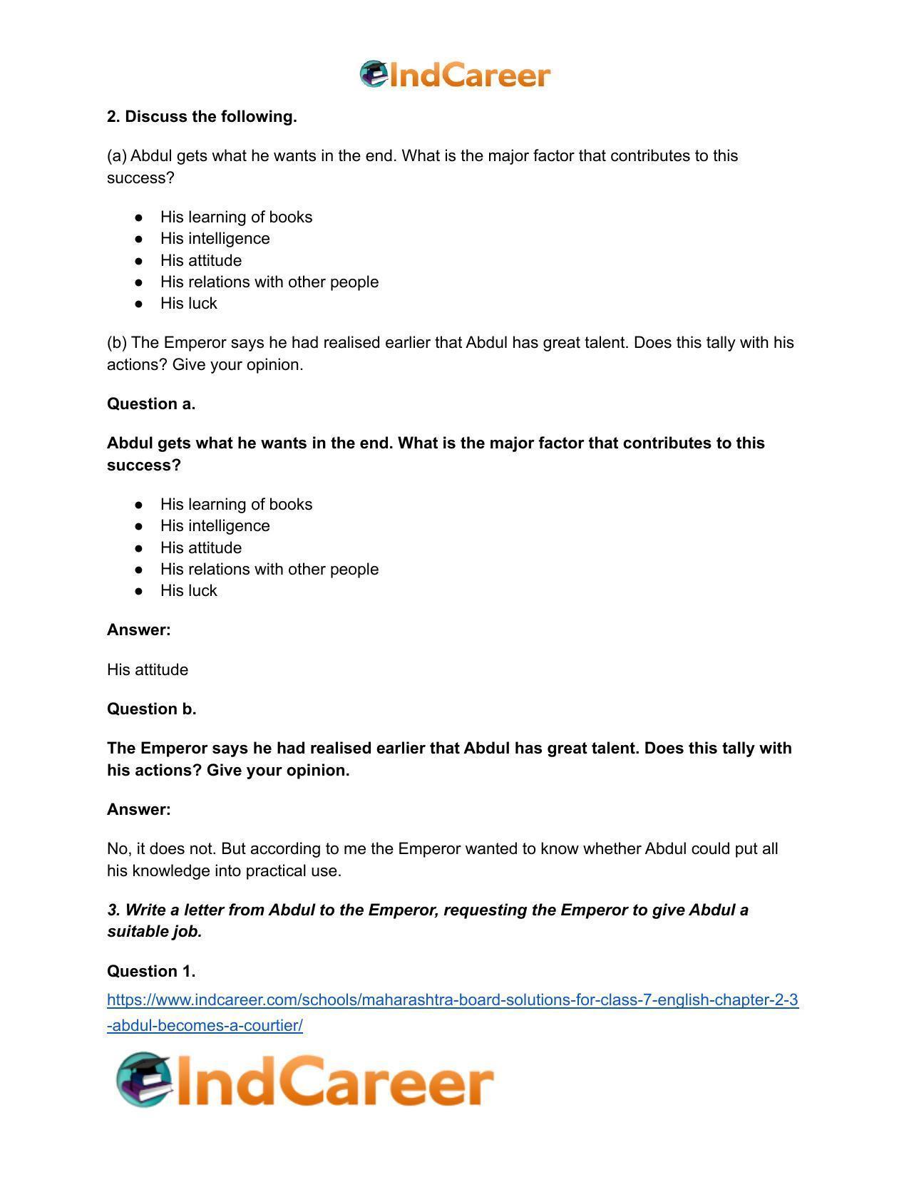 Maharashtra Board Solutions for Class 7- English: Chapter 2.3- Abdul Becomes a Courtier - Page 3