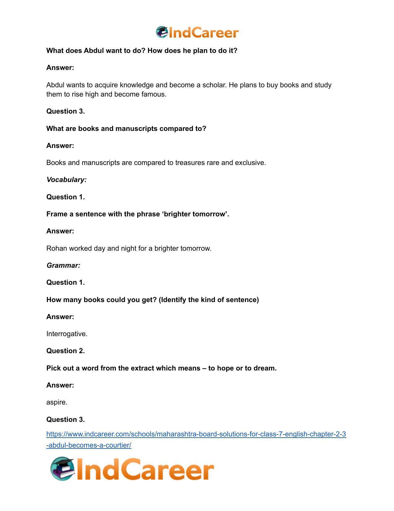 Maharashtra Board Solutions for Class 7- English: Chapter 2.3- Abdul Becomes a Courtier - Page 8