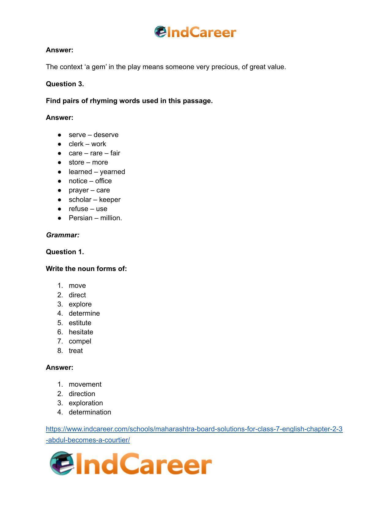 Maharashtra Board Solutions for Class 7- English: Chapter 2.3- Abdul Becomes a Courtier - Page 11