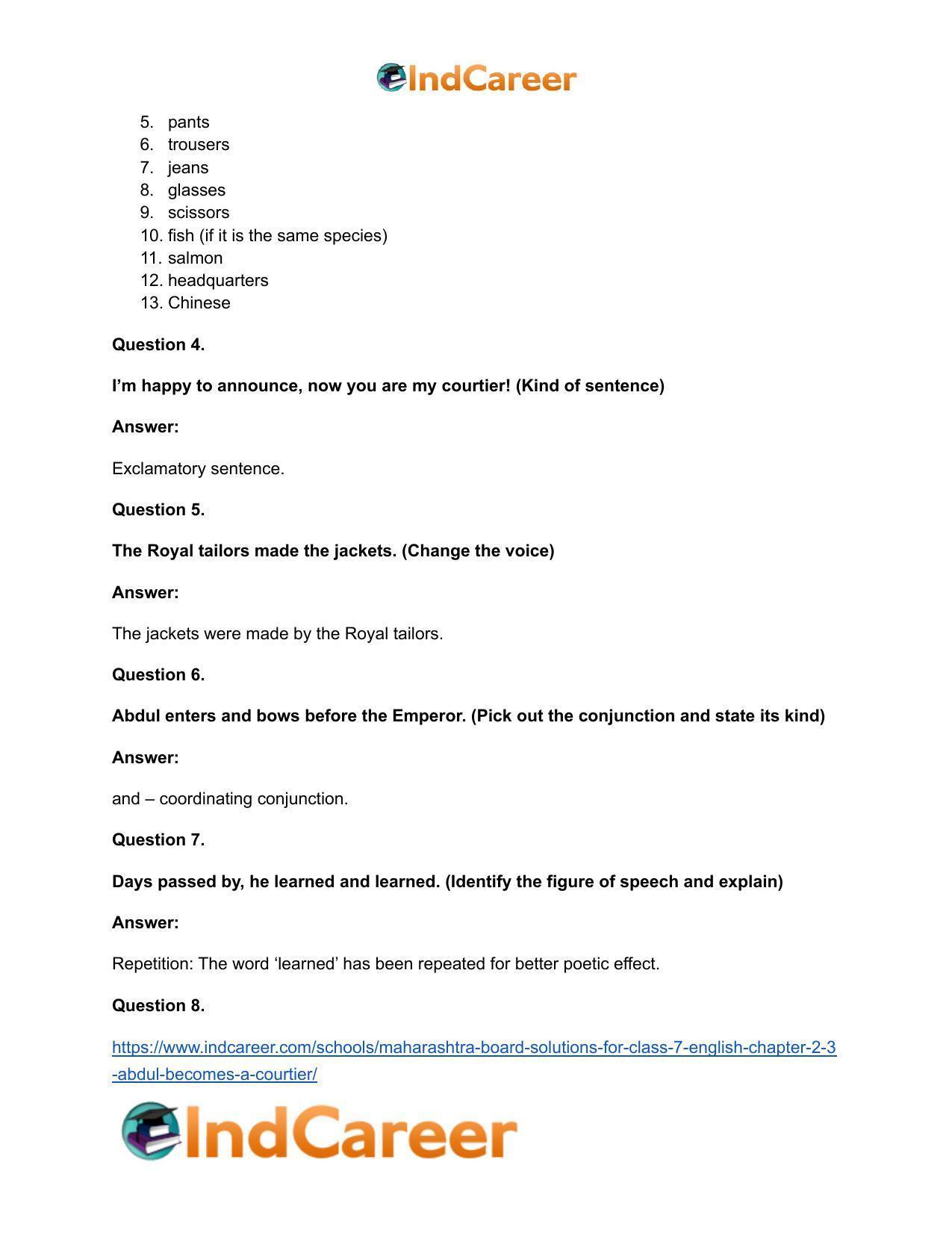 Maharashtra Board Solutions for Class 7- English: Chapter 2.3- Abdul Becomes a Courtier - Page 14