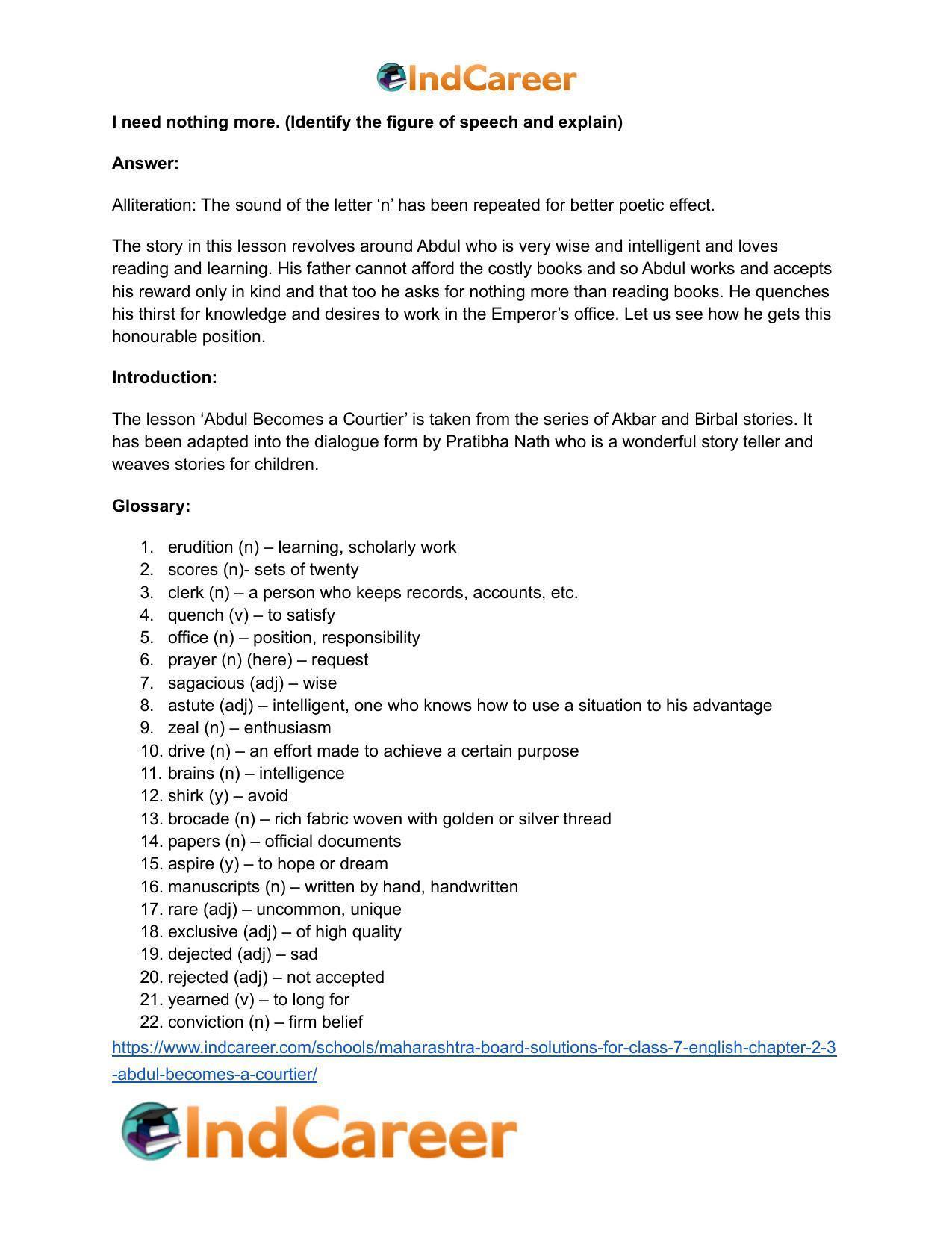 Maharashtra Board Solutions for Class 7- English: Chapter 2.3- Abdul Becomes a Courtier - Page 15