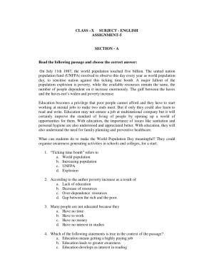 CBSE Worksheets for Class 10 English Assignment 21