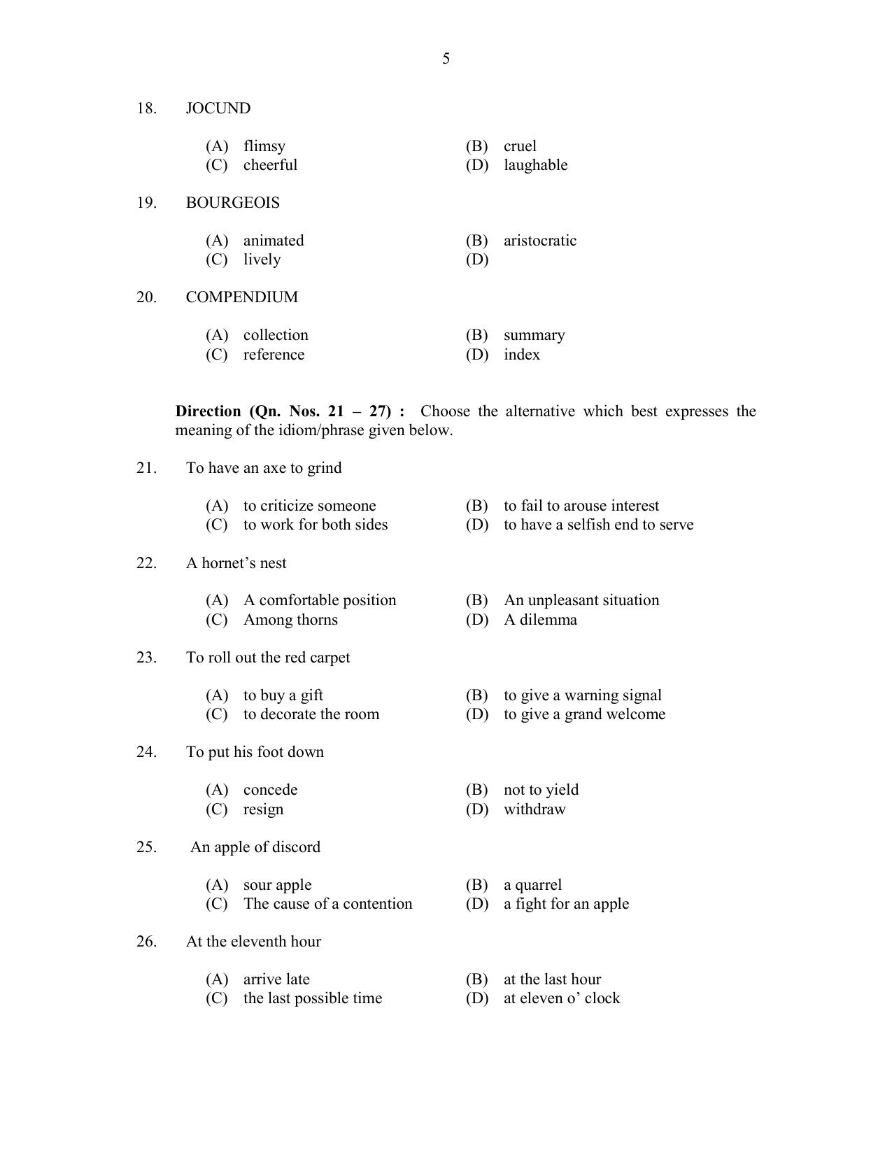 CUSAT CAT 2017 M.Voc. Technology And Mgt Question Paper - Page 5