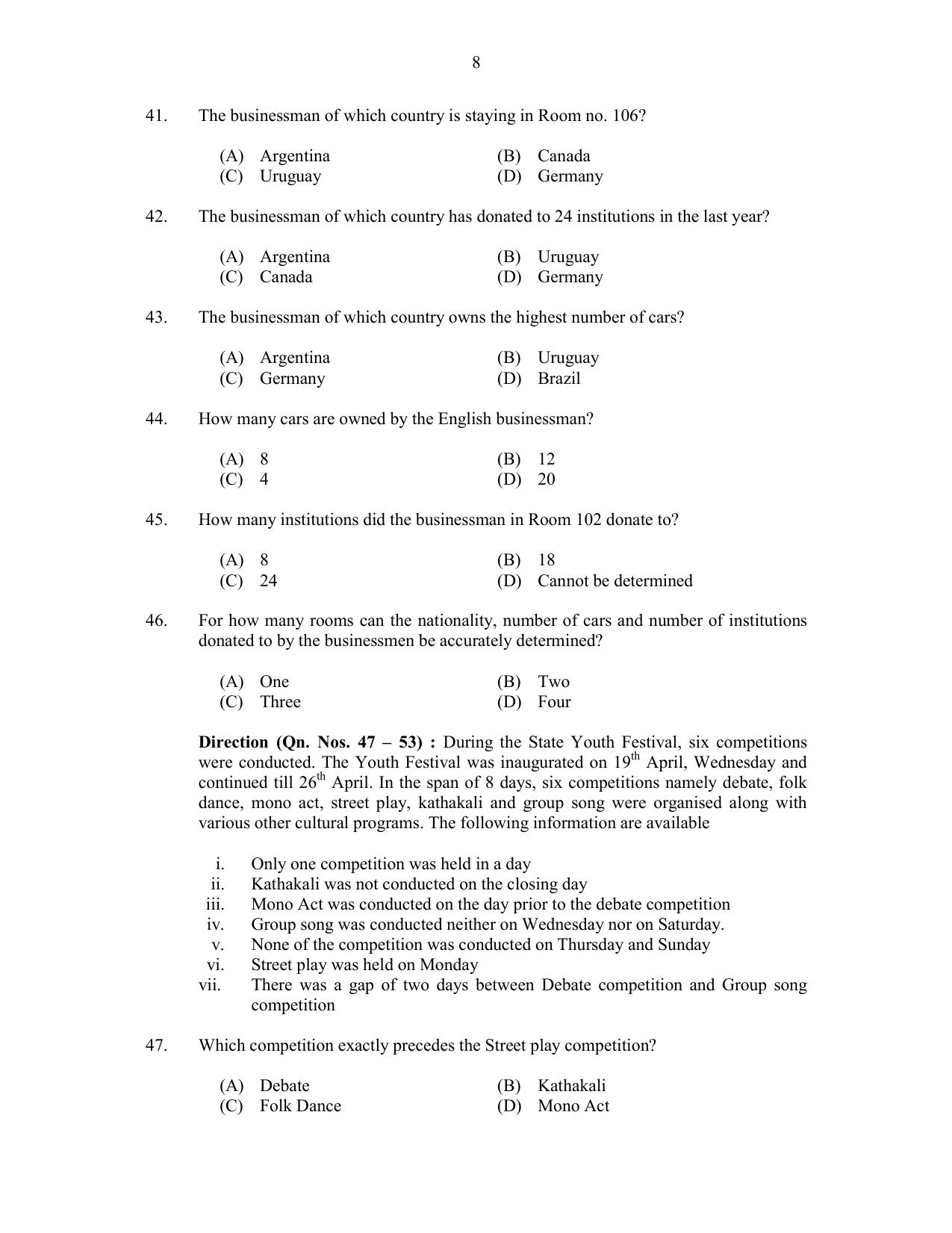 CUSAT CAT 2017 M.Voc. Technology And Mgt Question Paper - Page 8