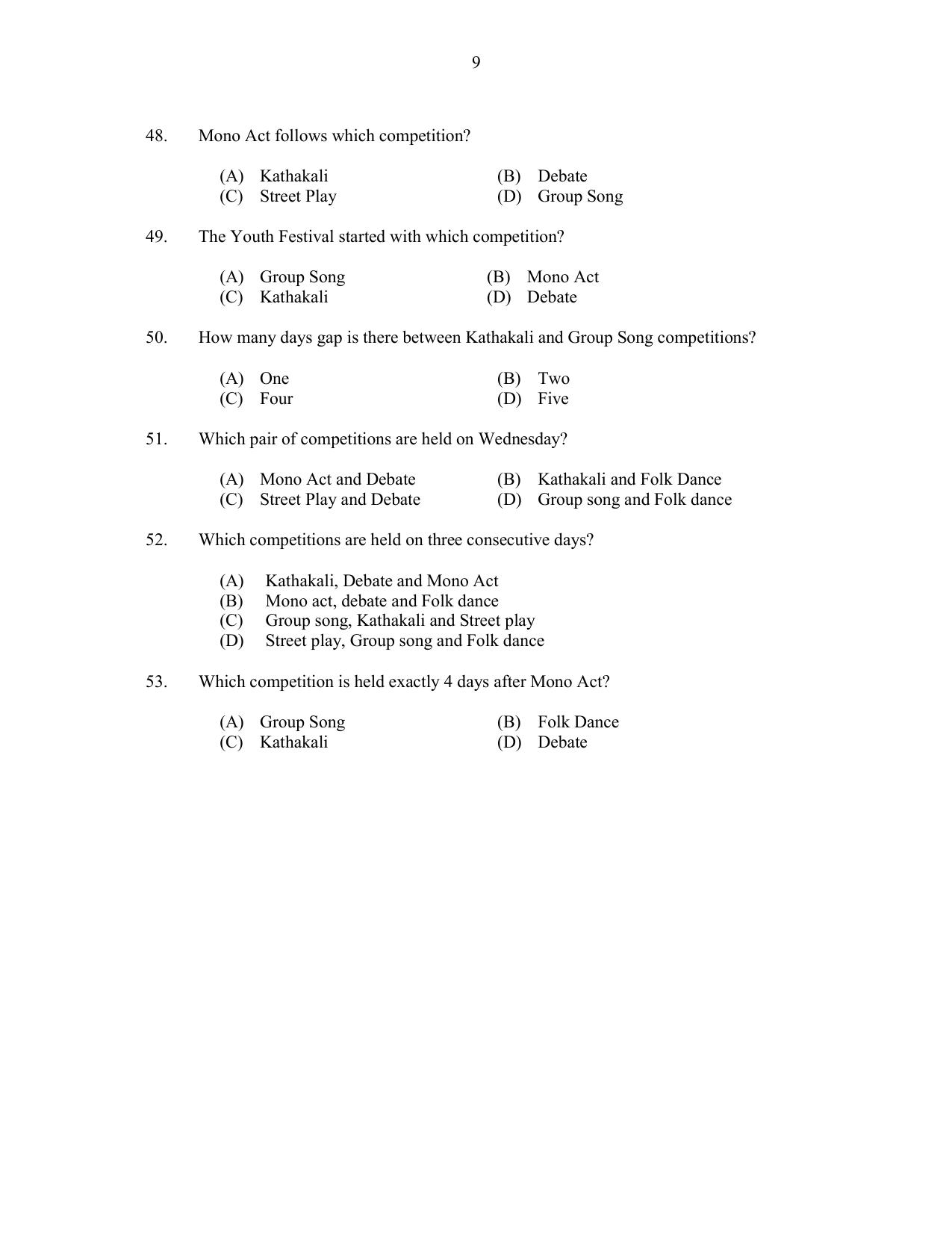 CUSAT CAT 2017 M.Voc. Technology And Mgt Question Paper - Page 9