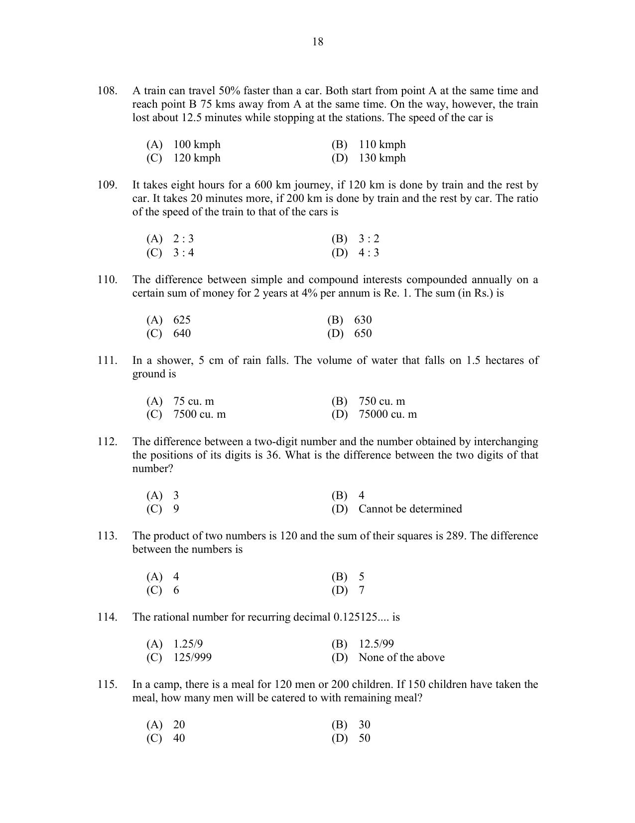 CUSAT CAT 2017 M.Voc. Technology And Mgt Question Paper - Page 18