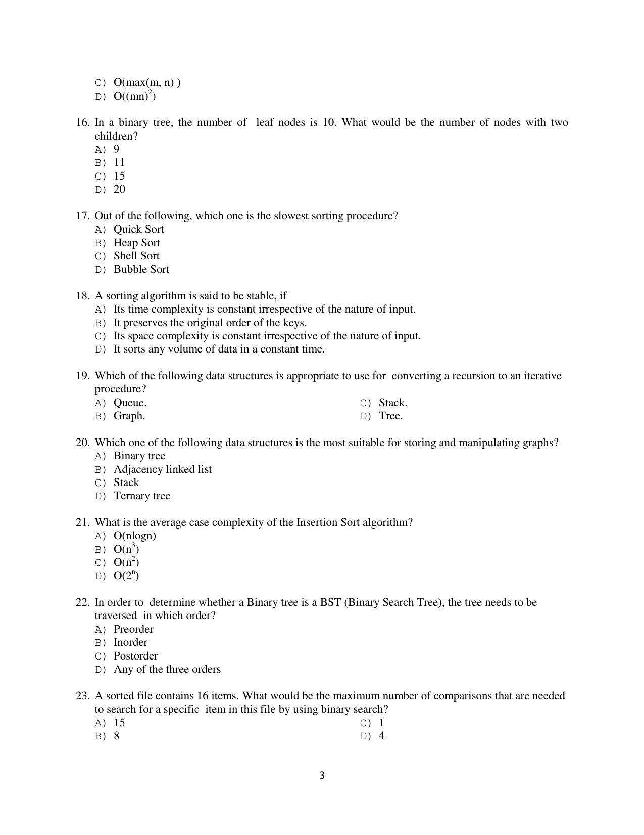 OJEE 2014 MCA Lateral Question Paper - Page 3
