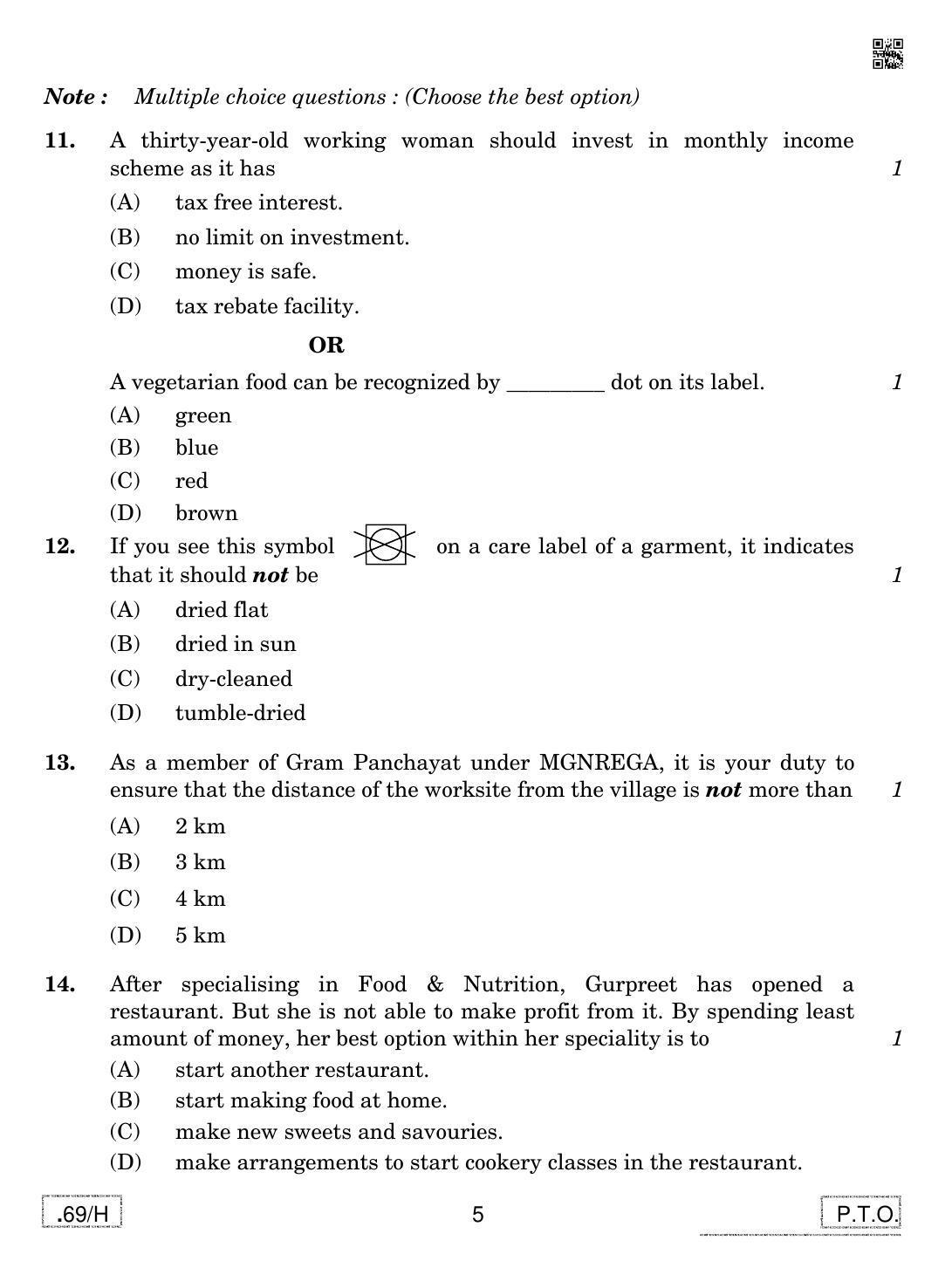 CBSE Class 12 Home Science 2020 Compartment Question Paper - Page 5