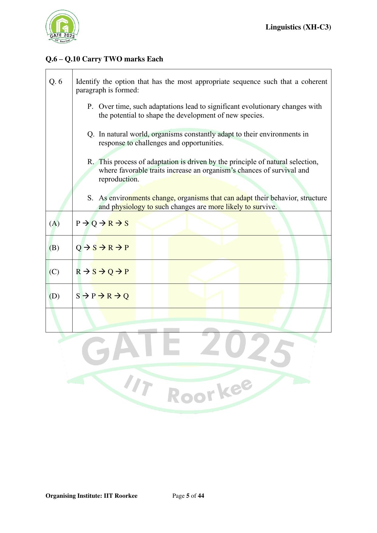 GATE 2025 Humanities & Social Sciences - Linguistics (XH-C3) Question Paper - Page 5