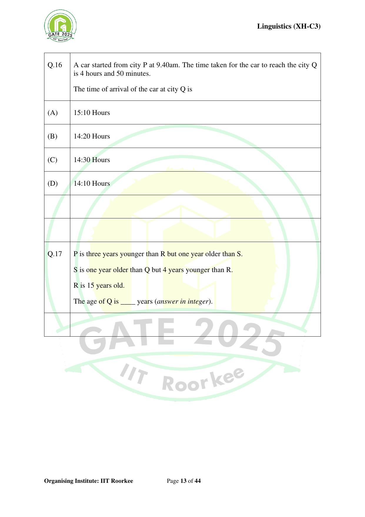 GATE 2025 Humanities & Social Sciences - Linguistics (XH-C3) Question Paper - Page 13