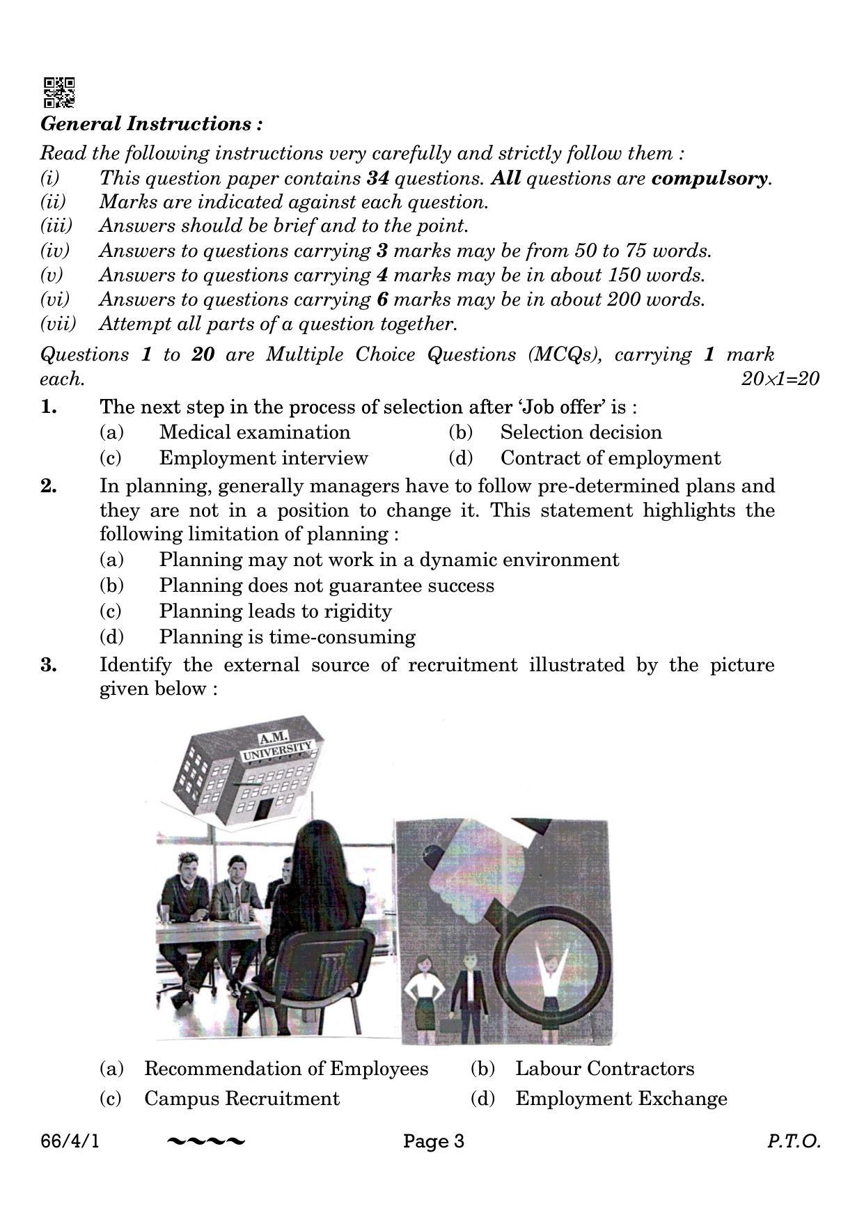 CBSE Class 12 66-4-1 Business Studies 2023 Question Paper - Page 3