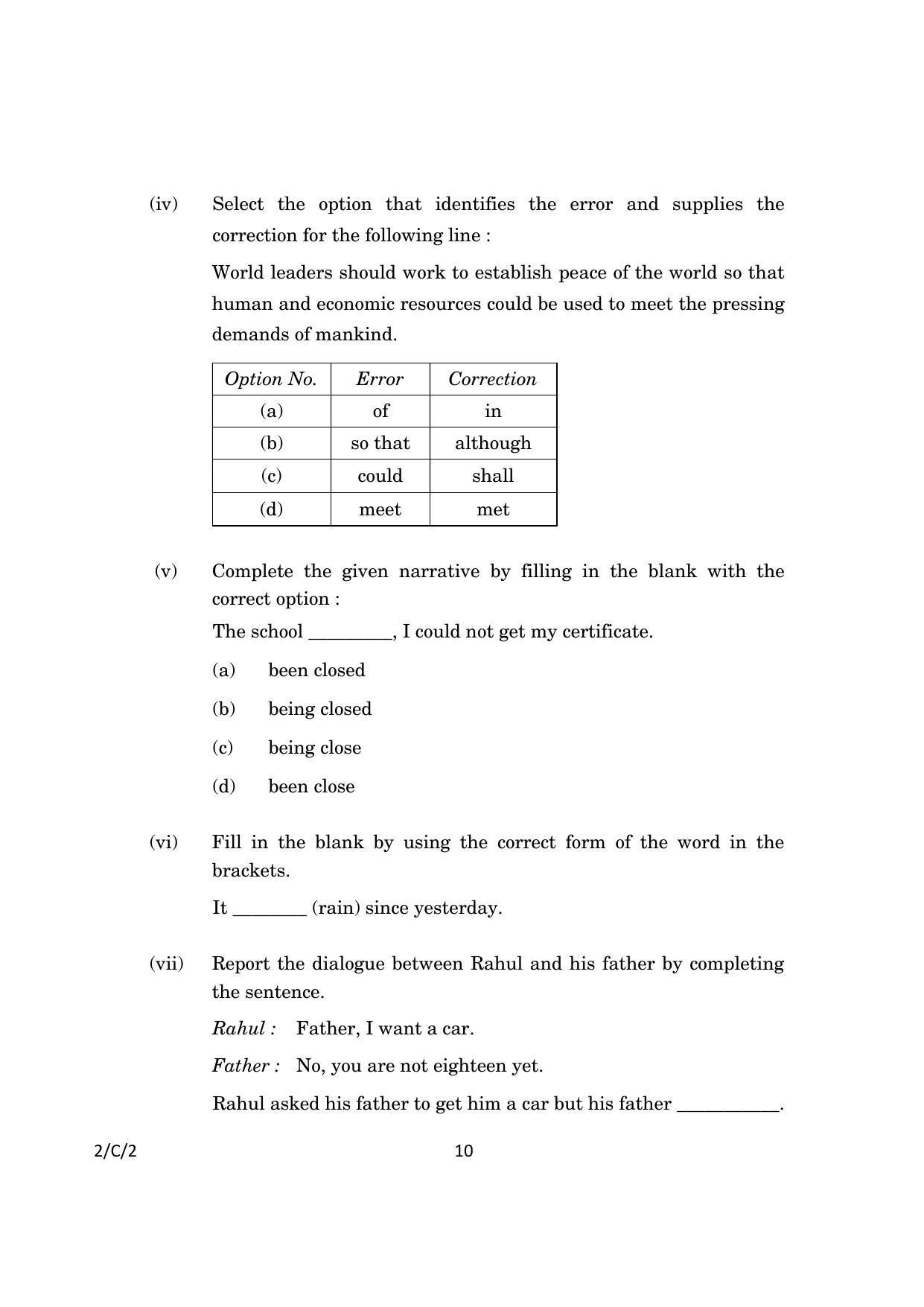 CBSE Class 10 2-2_English Language And Literature 2023 (Compartment) Question Paper - Page 10