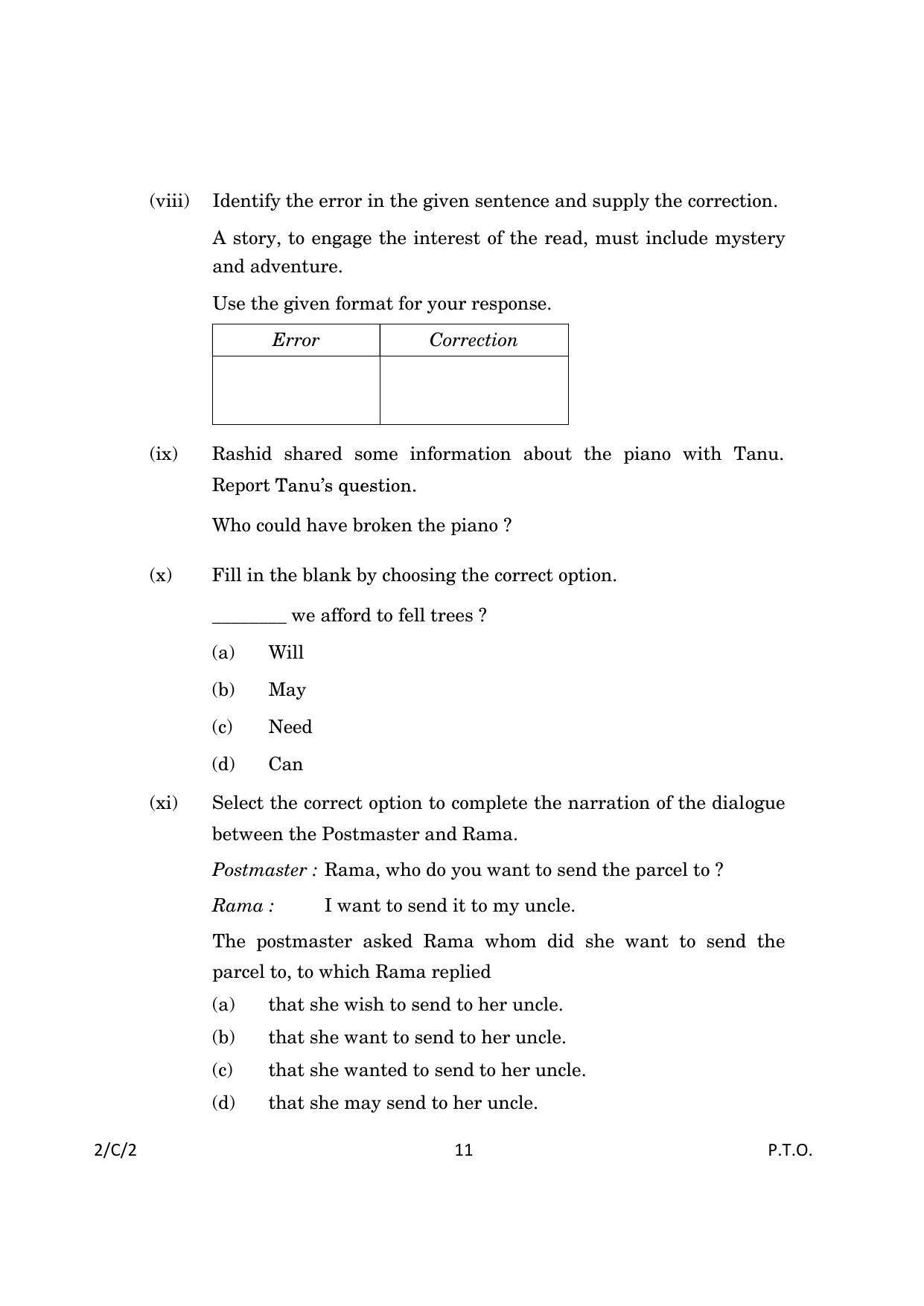 CBSE Class 10 2-2_English Language And Literature 2023 (Compartment) Question Paper - Page 11