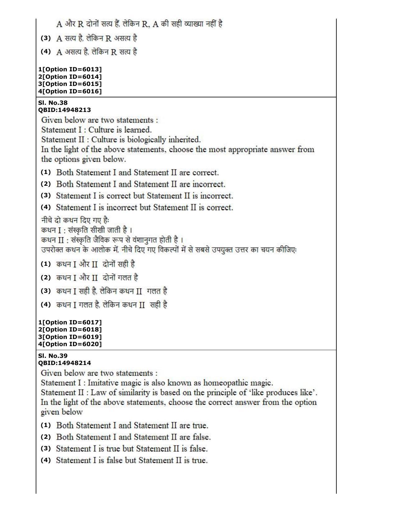 CUET (PG) 2022: PGQP-77 Anthropology (2-09-2022) Question Paper - Page 22
