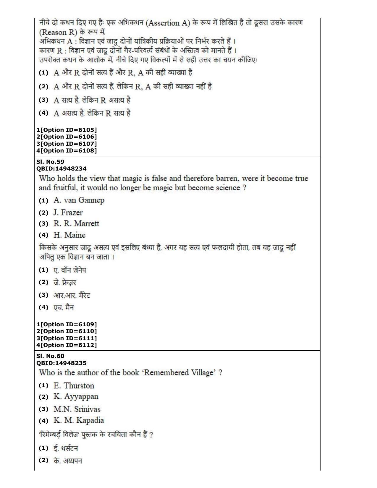 CUET (PG) 2022: PGQP-77 Anthropology (2-09-2022) Question Paper - Page 33