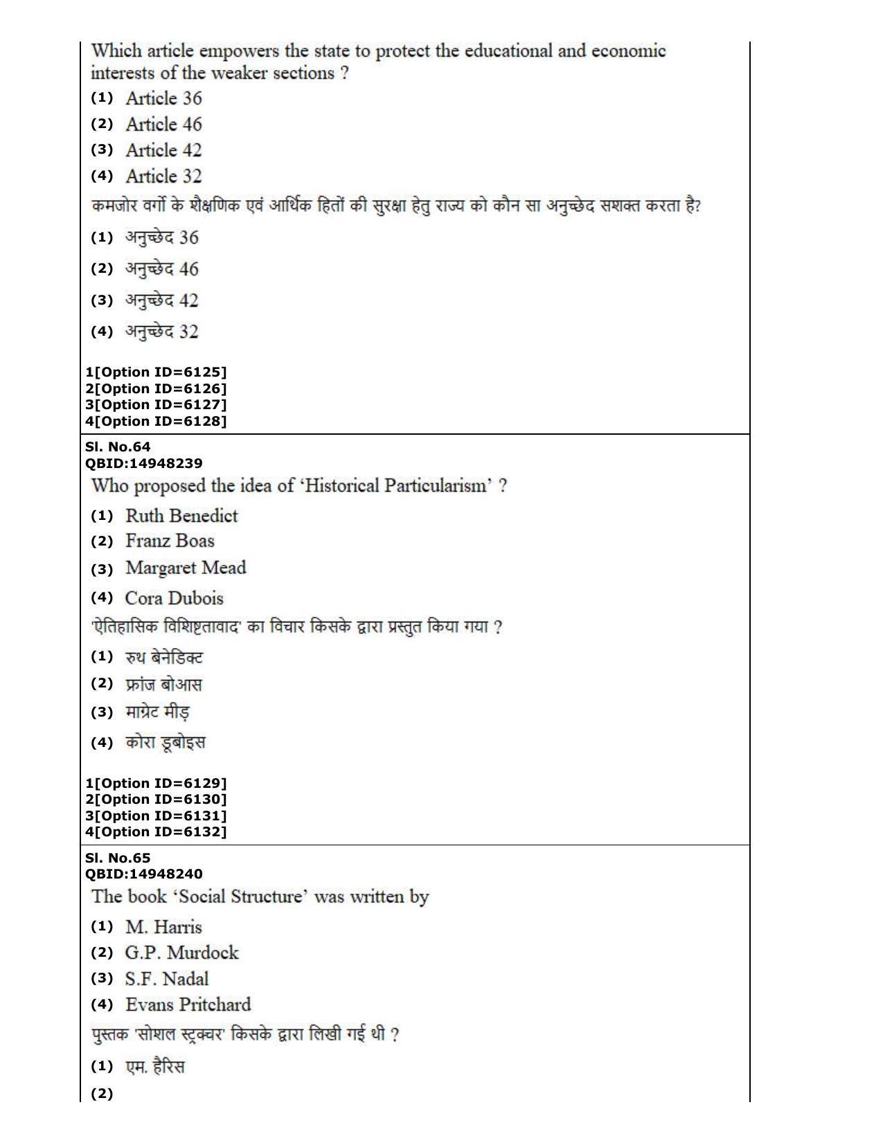CUET (PG) 2022: PGQP-77 Anthropology (2-09-2022) Question Paper - Page 35
