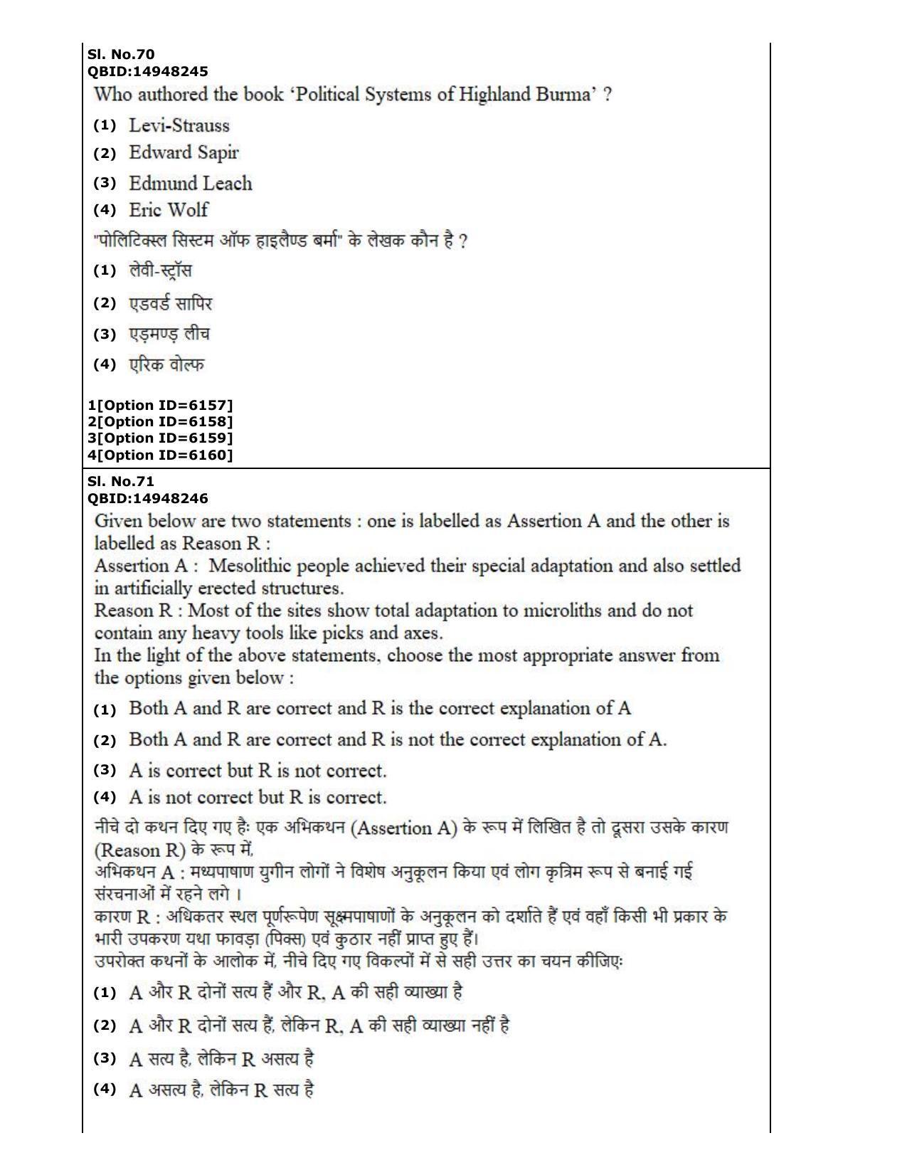CUET (PG) 2022: PGQP-77 Anthropology (2-09-2022) Question Paper - Page 38