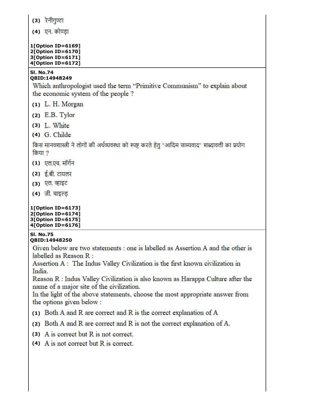 CUET (PG) 2022: PGQP-77 Anthropology (2-09-2022) Question Paper - Page 40
