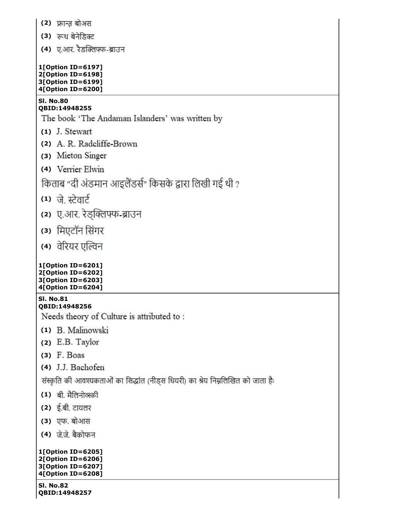 CUET (PG) 2022: PGQP-77 Anthropology (2-09-2022) Question Paper - Page 43