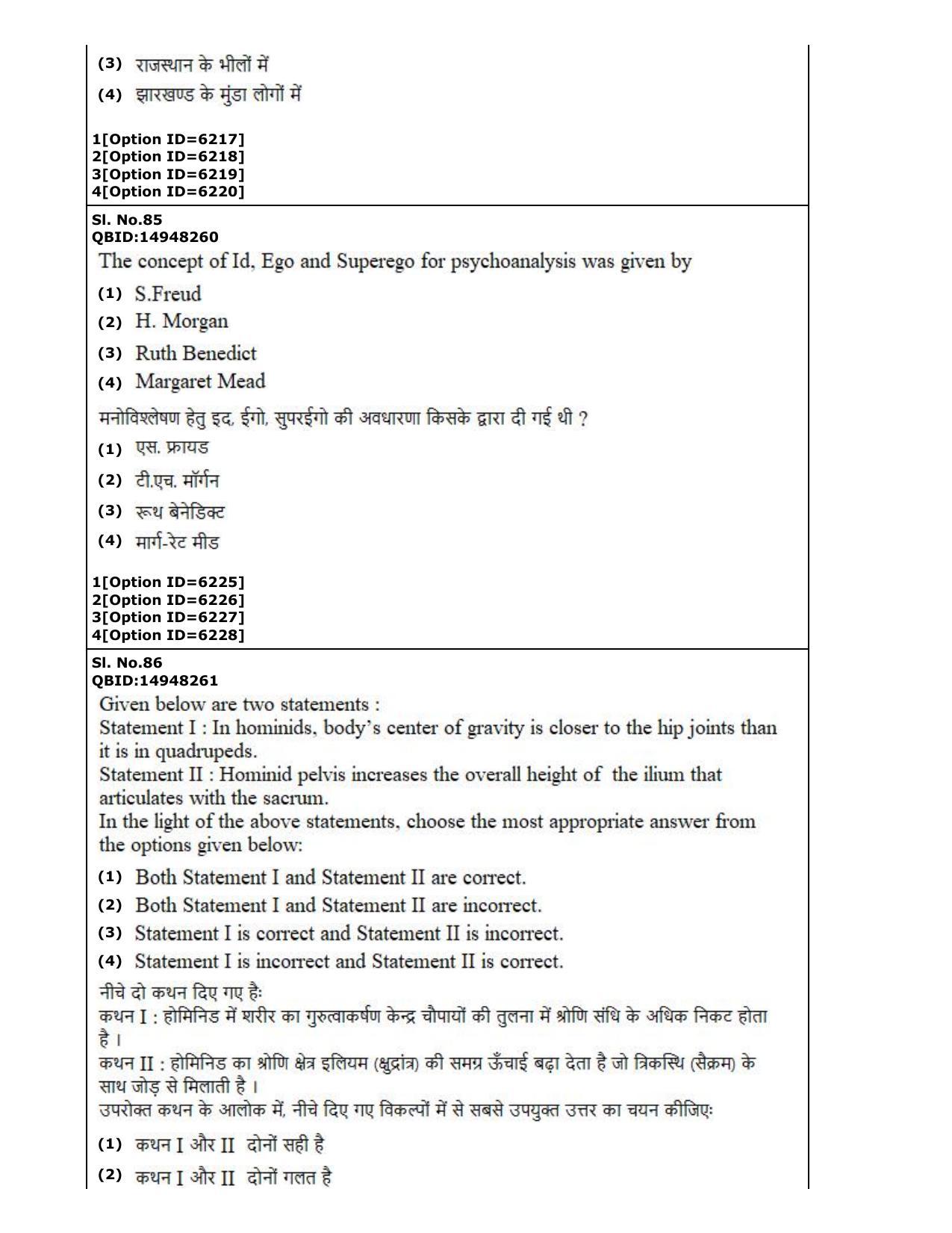 CUET (PG) 2022: PGQP-77 Anthropology (2-09-2022) Question Paper - Page 45