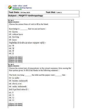 CUET (PG) 2022: PGQP-77 Anthropology (2-09-2022) Question Paper