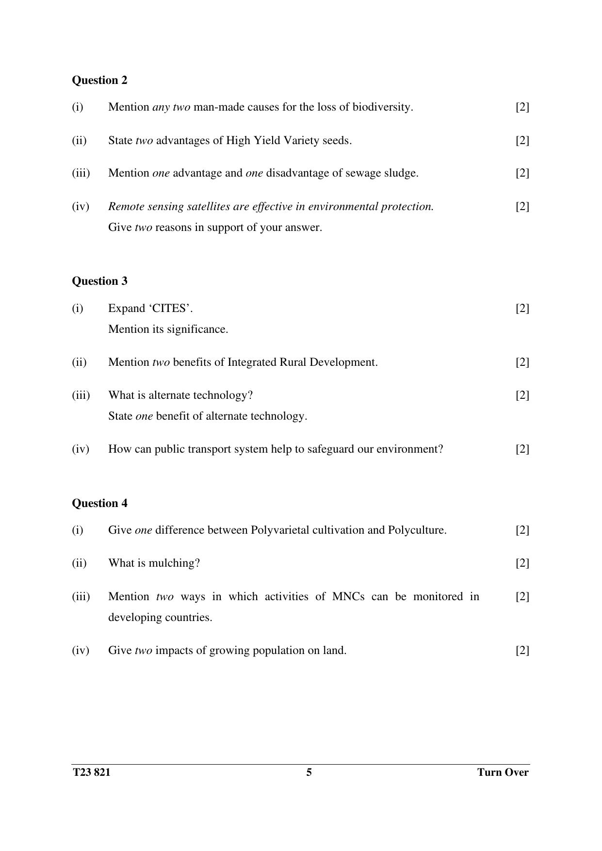 ICSE Class 10 ENVIRONMENTAL SCIENCE 2023 Question Paper - Page 5