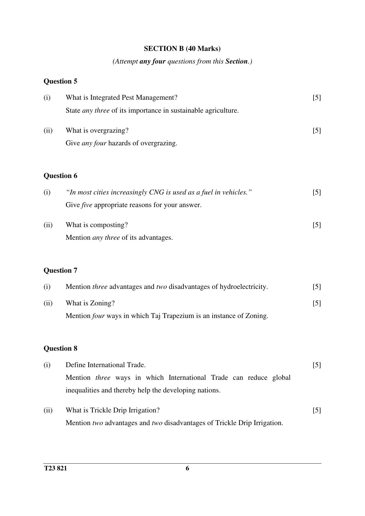 ICSE Class 10 ENVIRONMENTAL SCIENCE 2023 Question Paper - Page 6