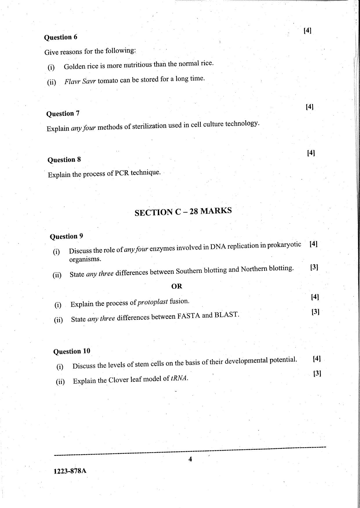 ISC Class 12 Biotechnology 2023 Question Paper - Page 4