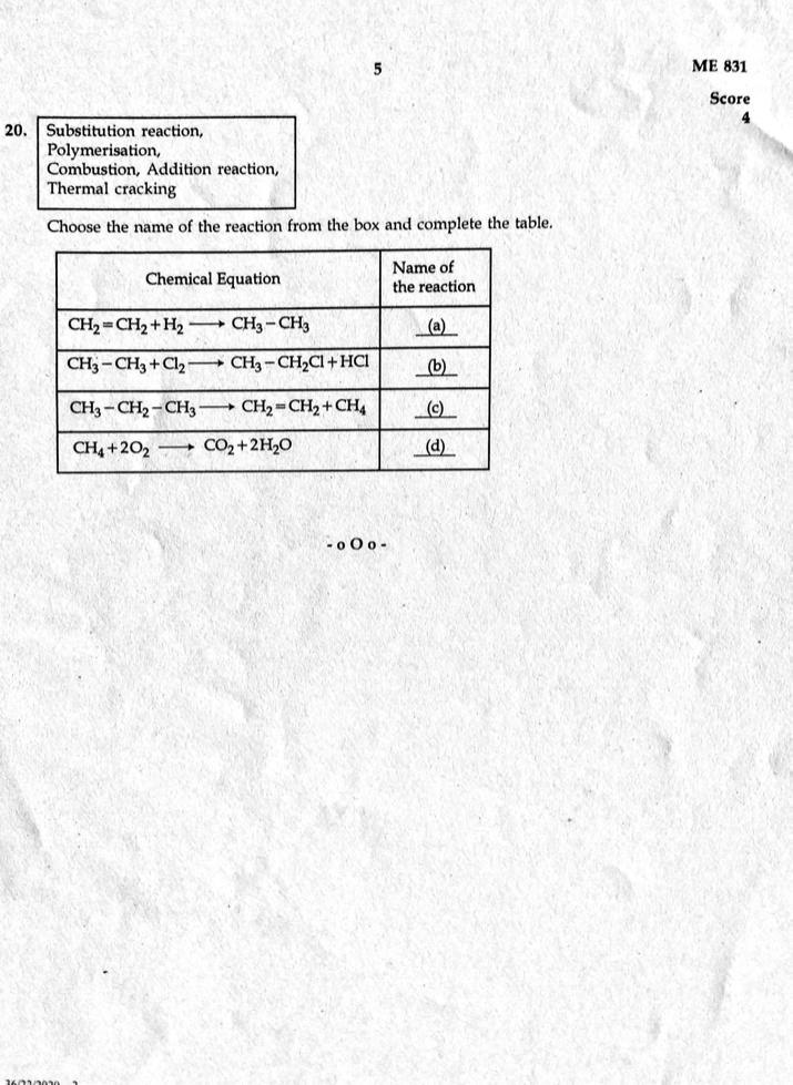 Kerala SSLC 2020 Chemistry Question Paper (EM) (Model) - Page 5