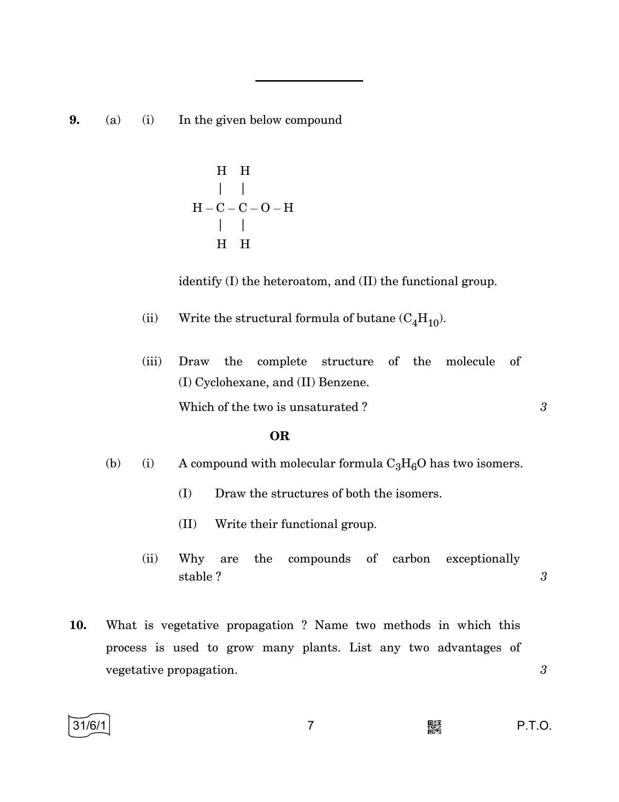CBSE Class 10 31-6-1 SCIENCE 2022 Compartment Question Paper - Page 7