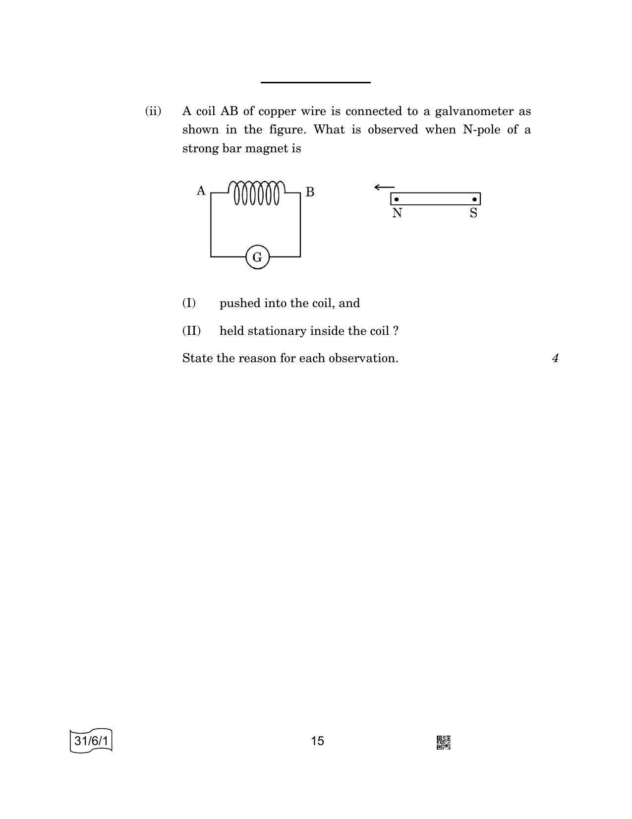 CBSE Class 10 31-6-1 SCIENCE 2022 Compartment Question Paper - Page 15