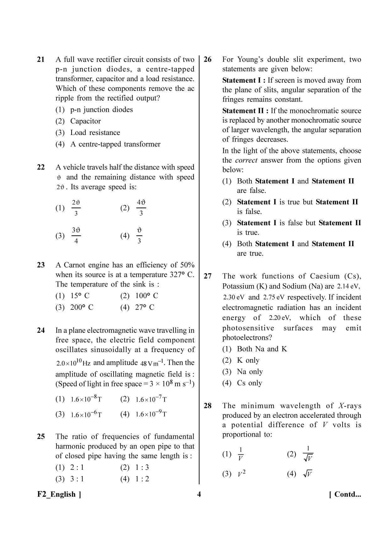 NEET 2023 F2 Question Paper - Page 4