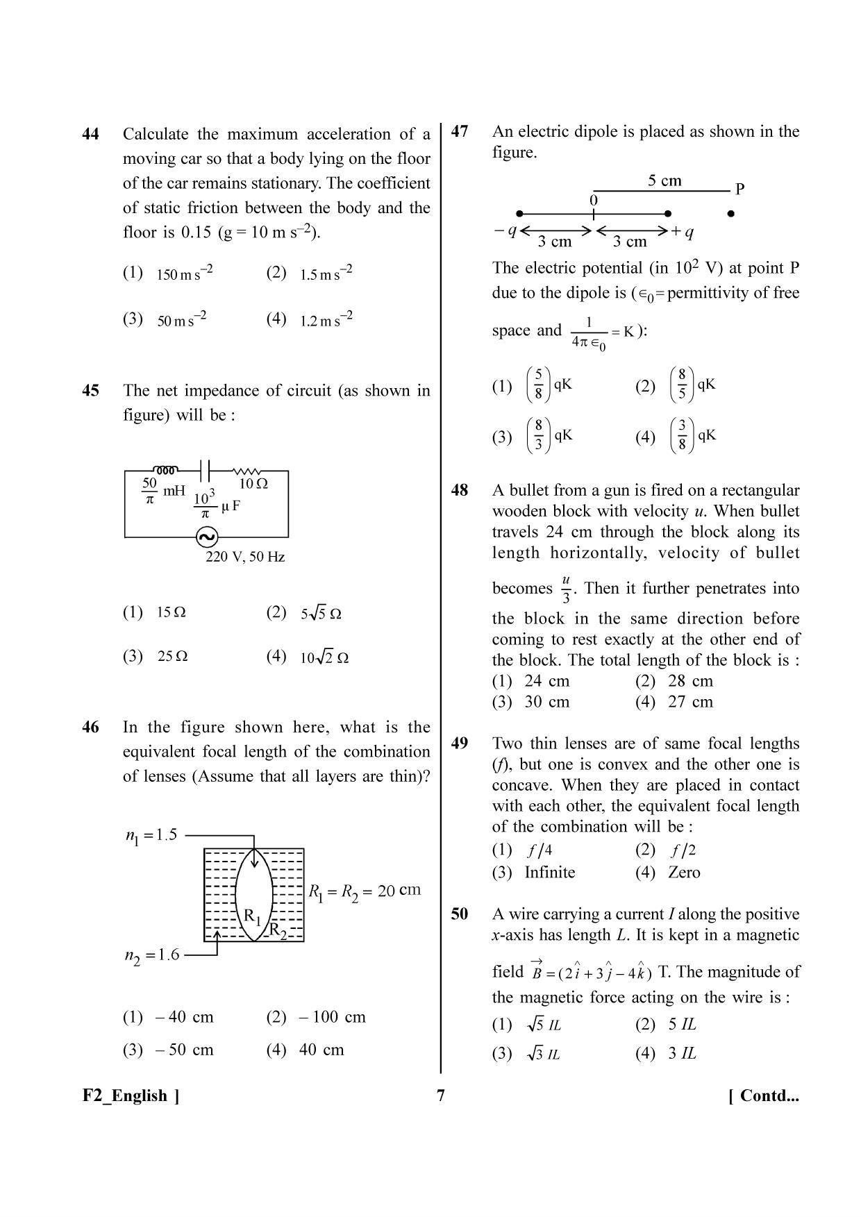 NEET 2023 F2 Question Paper - Page 7