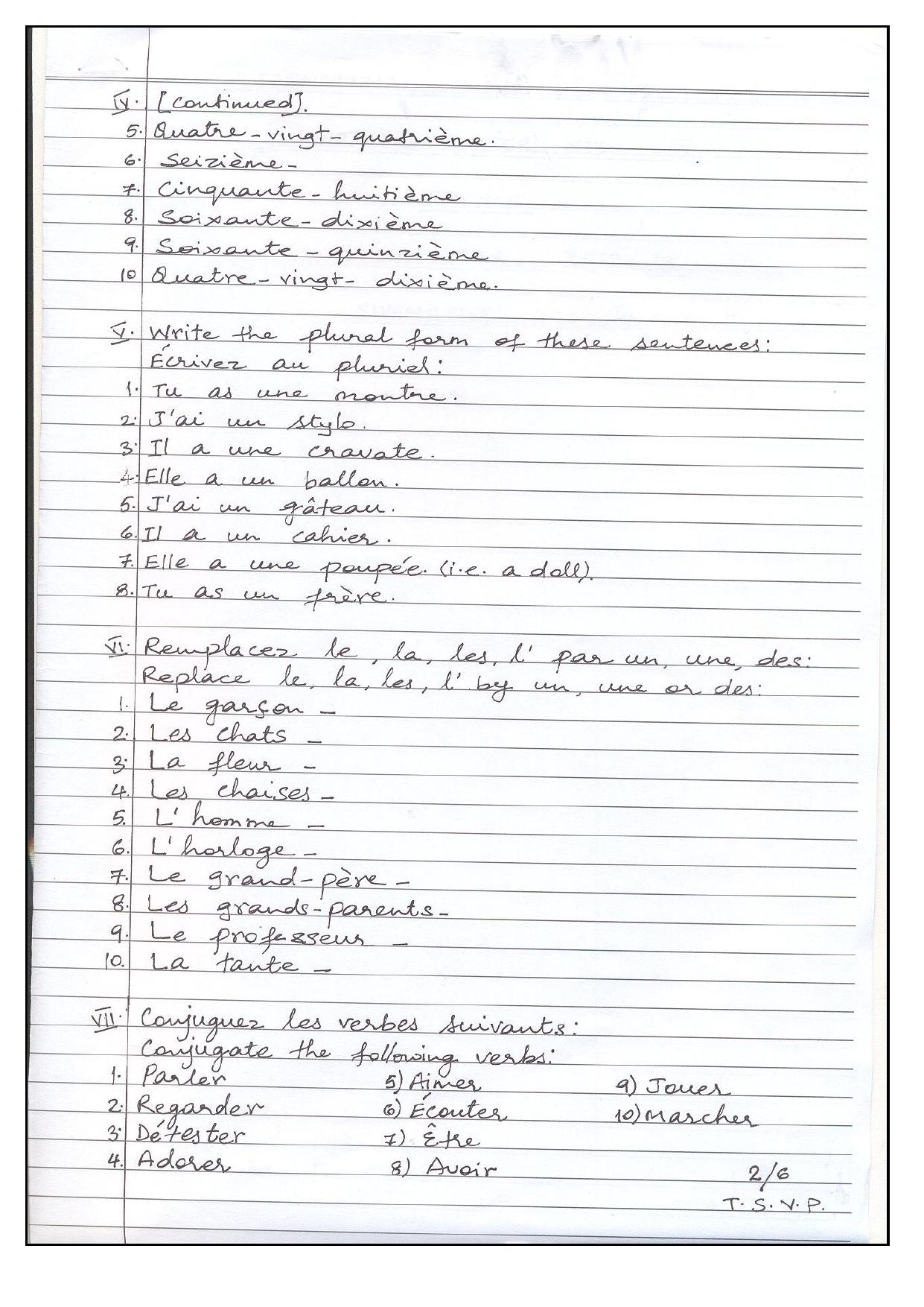 Worksheet for Class 4 French Assignment 11 - Page 2