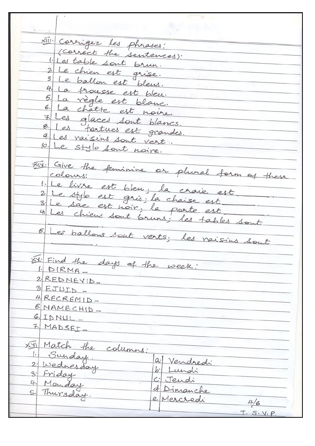 Worksheet for Class 4 French Assignment 11 - Page 4