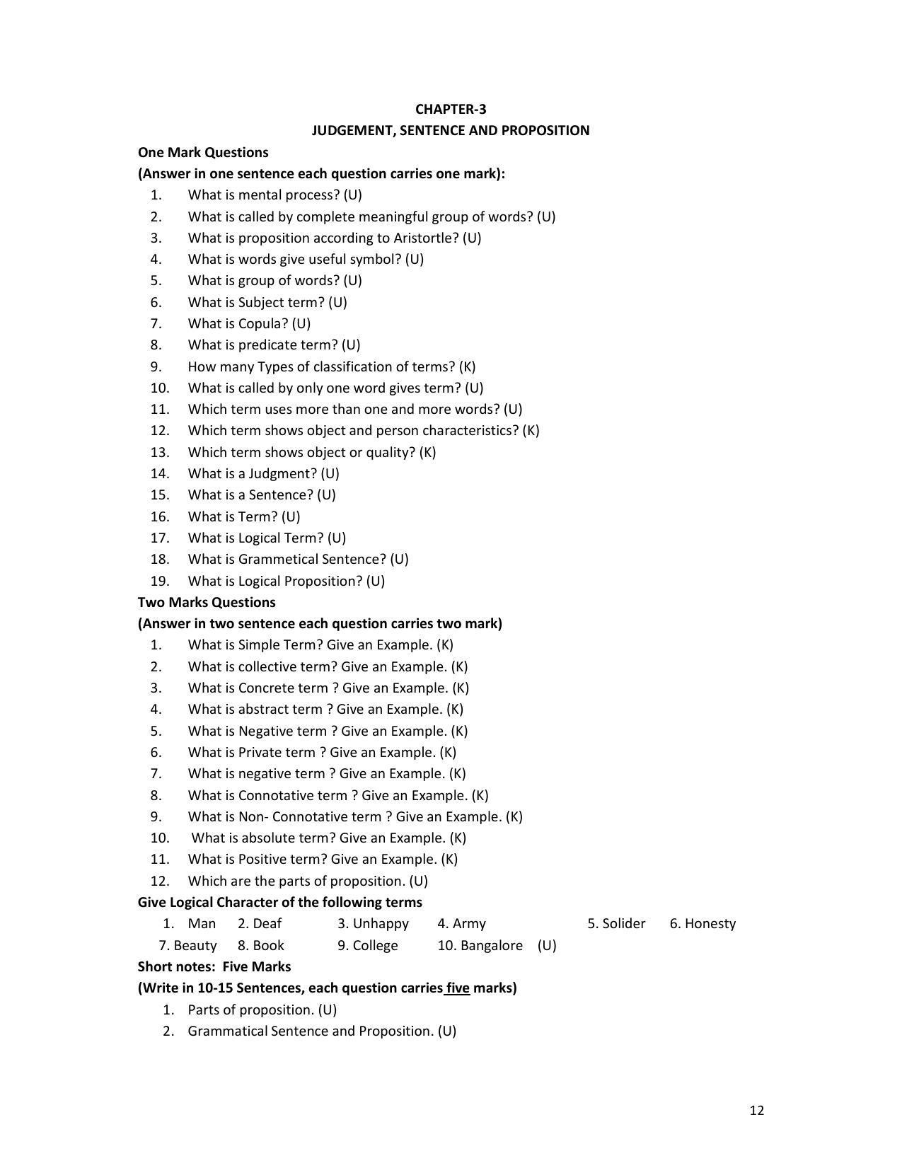 Karnataka 1st PUC Question Bank for Logic - Page 12