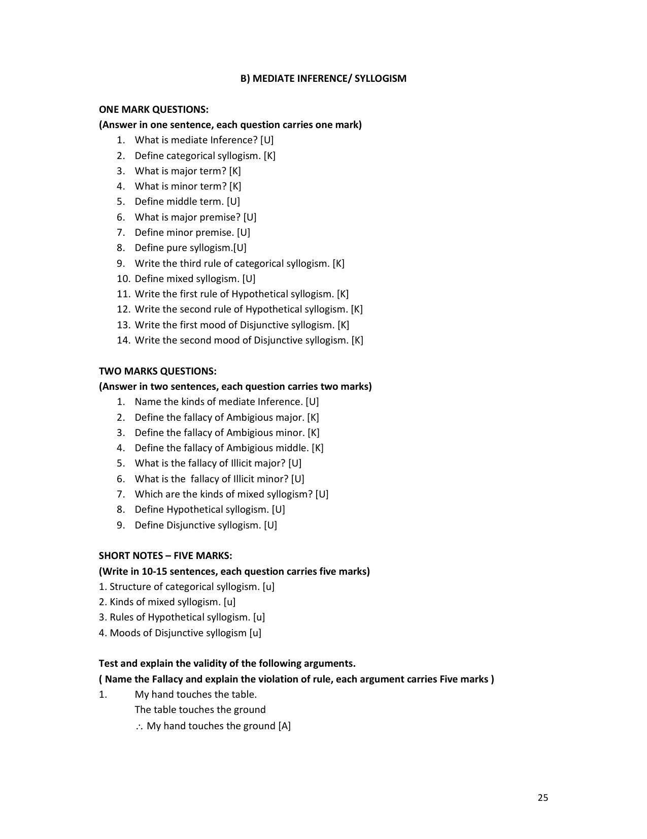Karnataka 1st PUC Question Bank for Logic - Page 25
