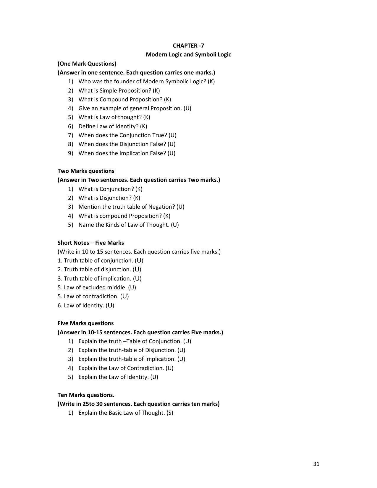 Karnataka 1st PUC Question Bank for Logic - Page 31