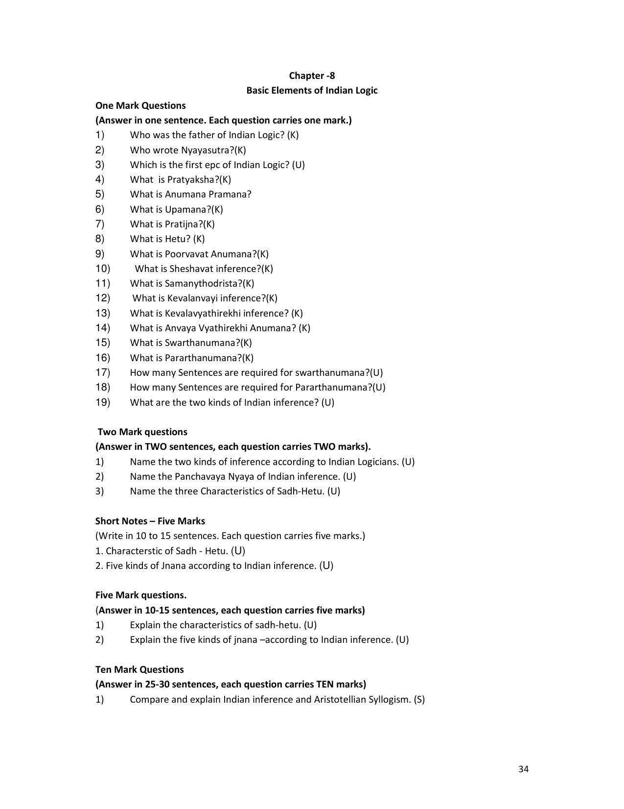 Karnataka 1st PUC Question Bank for Logic - Page 34