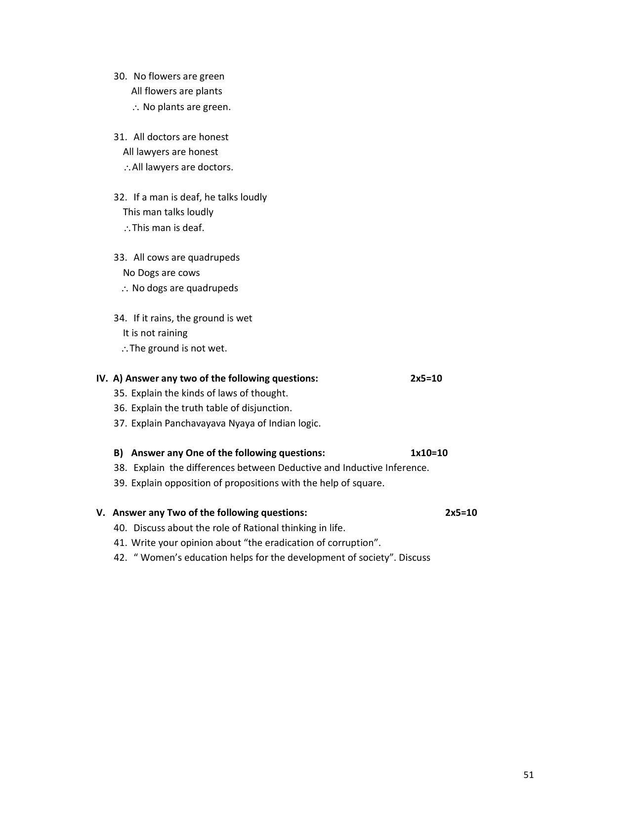 Karnataka 1st PUC Question Bank for Logic - Page 51