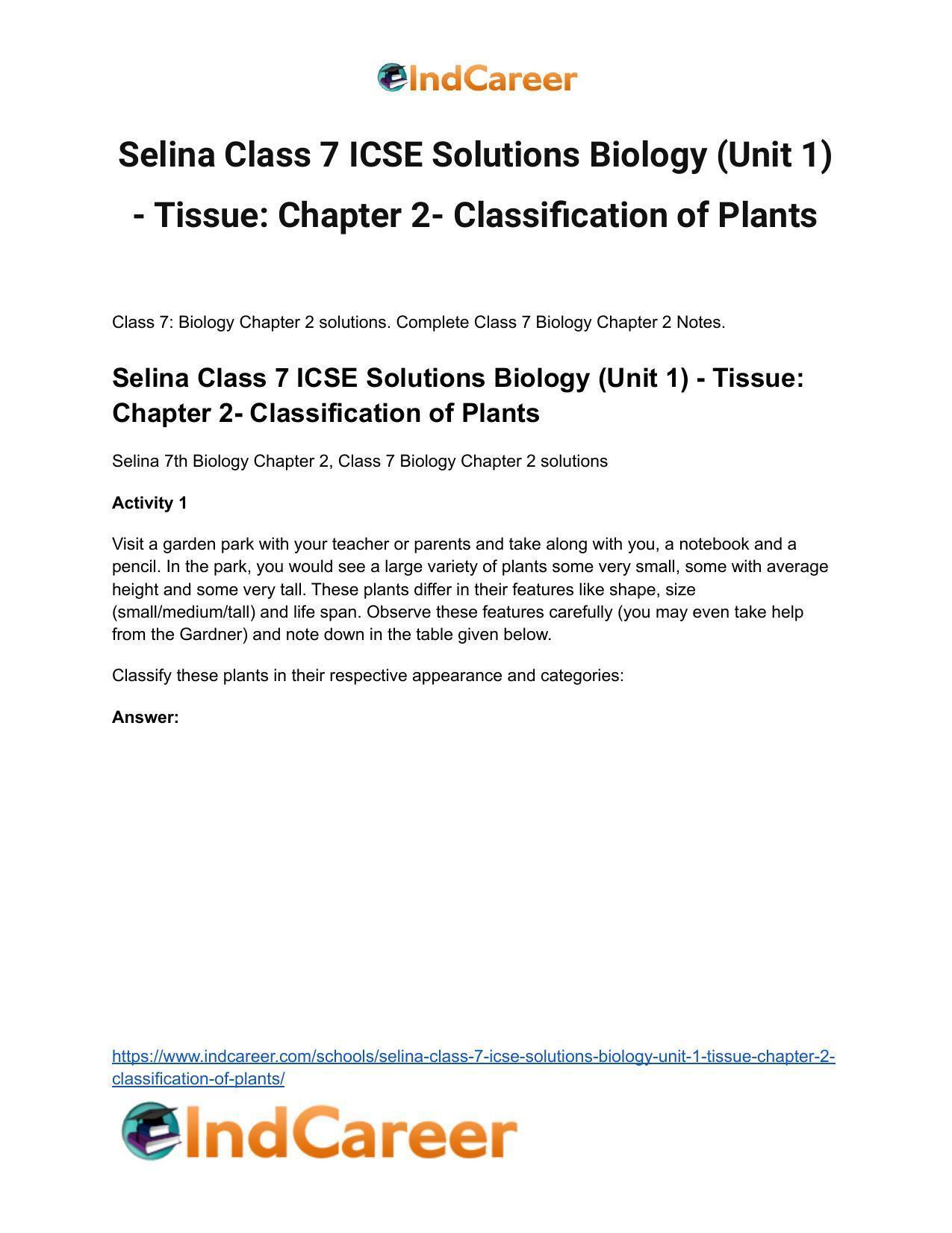 Selina Class 7 ICSE Solutions Biology (Unit 1) - Tissue: Chapter 2- Classification of Plants - Page 2