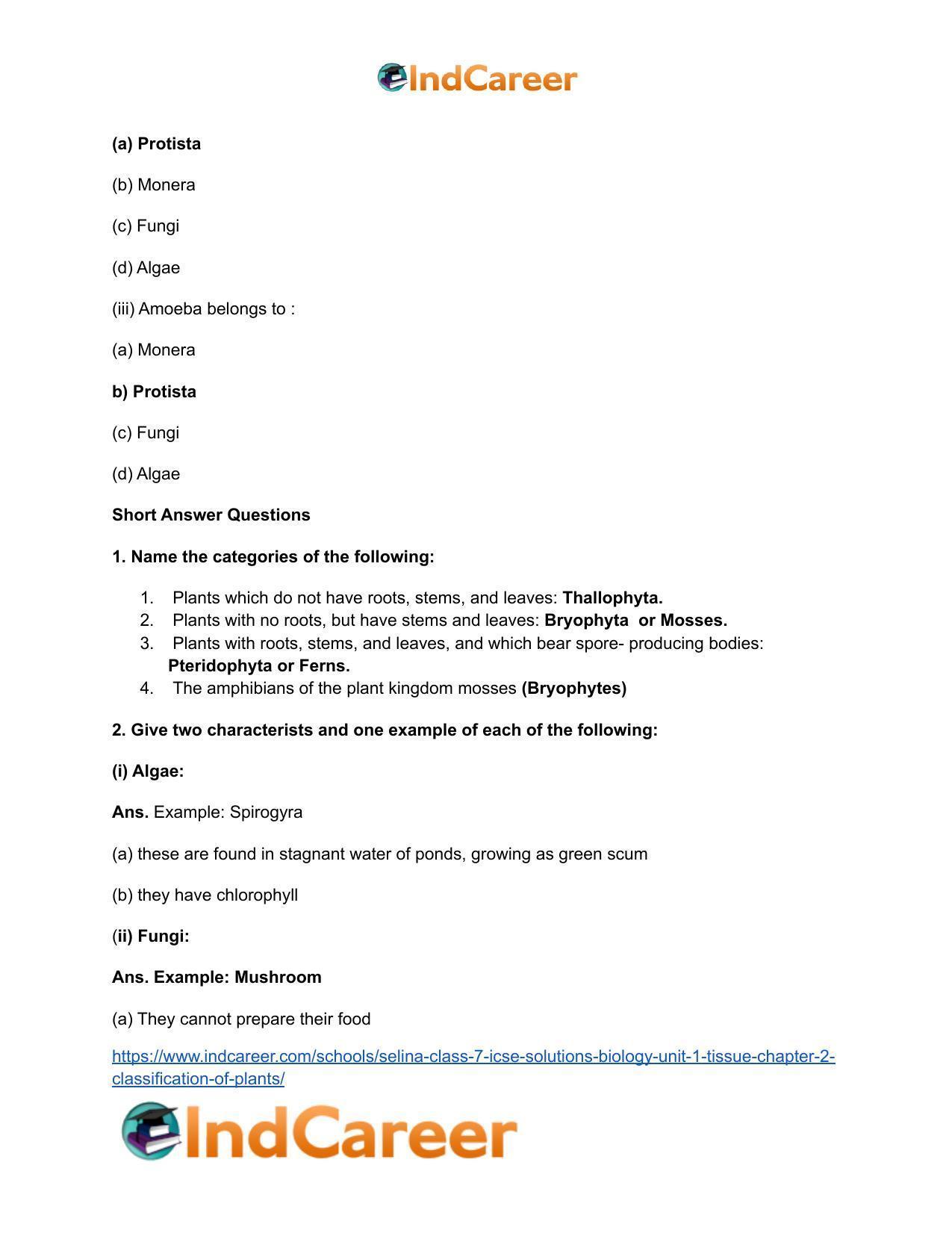 Selina Class 7 ICSE Solutions Biology (Unit 1) - Tissue: Chapter 2- Classification of Plants - Page 5