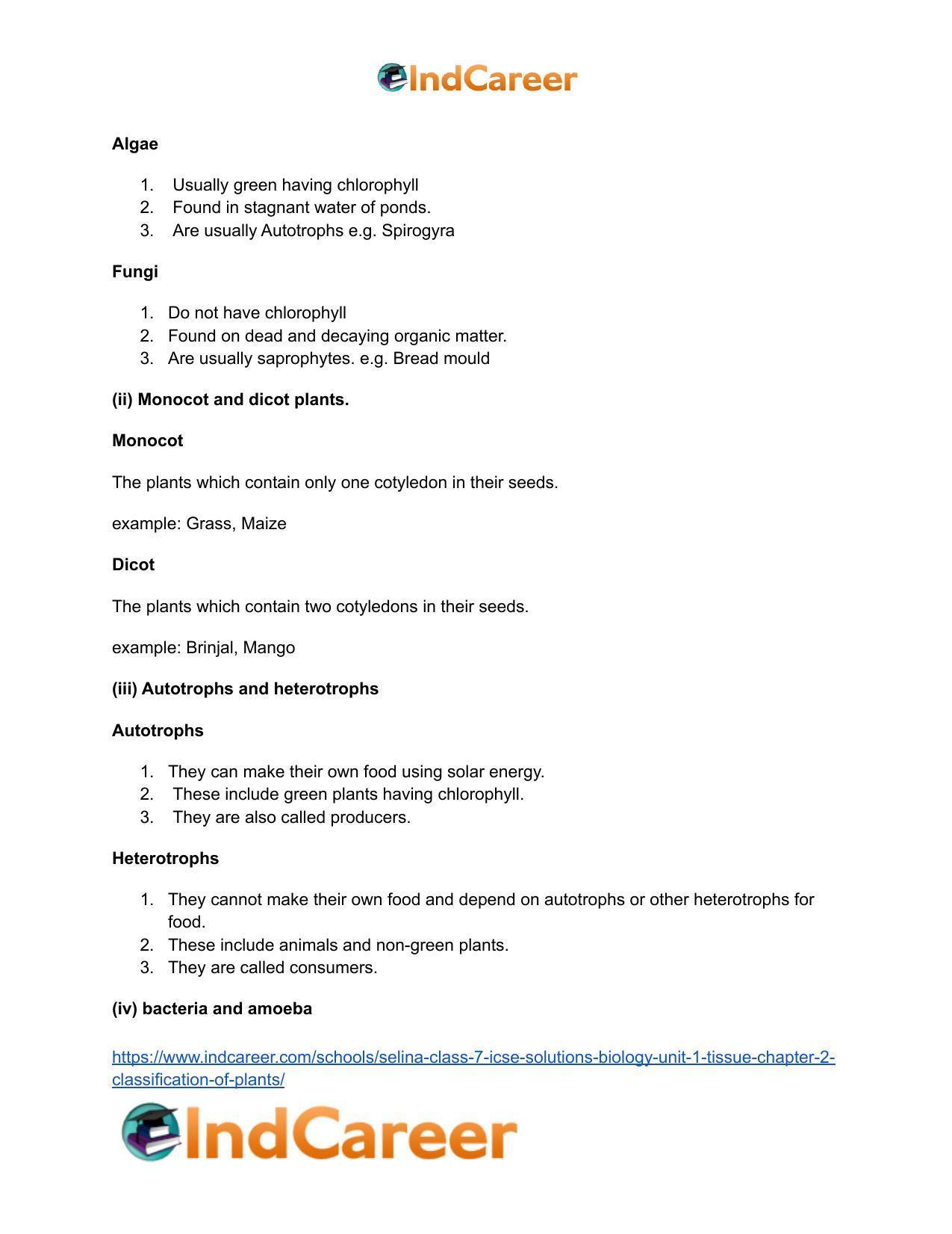 Selina Class 7 ICSE Solutions Biology (Unit 1) - Tissue: Chapter 2- Classification of Plants - Page 7