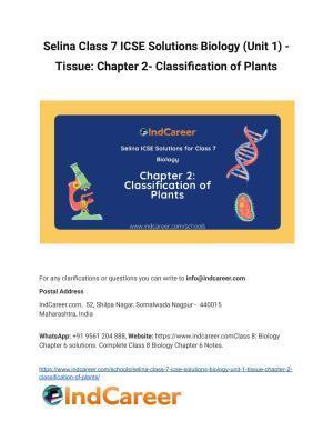 Selina Class 7 ICSE Solutions Biology (Unit 1) - Tissue: Chapter 2- Classification of Plants
