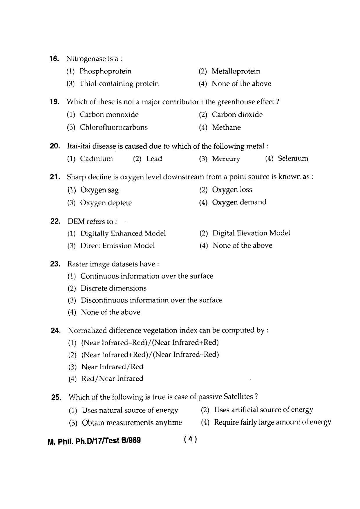 BHU RET(Agriculture) M.Phil. PH.D Environment & Sust. Dev 2017 Question Paper - Page 6