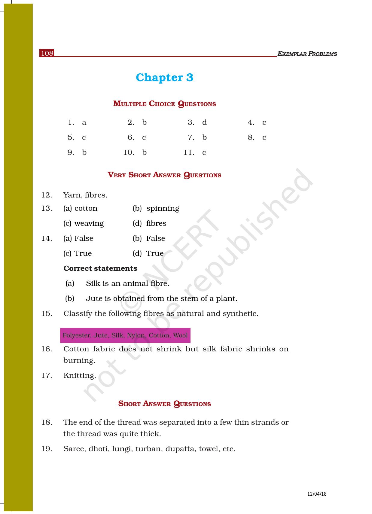 NCERT Exemplar Class 6: Science - Answers - Page 6