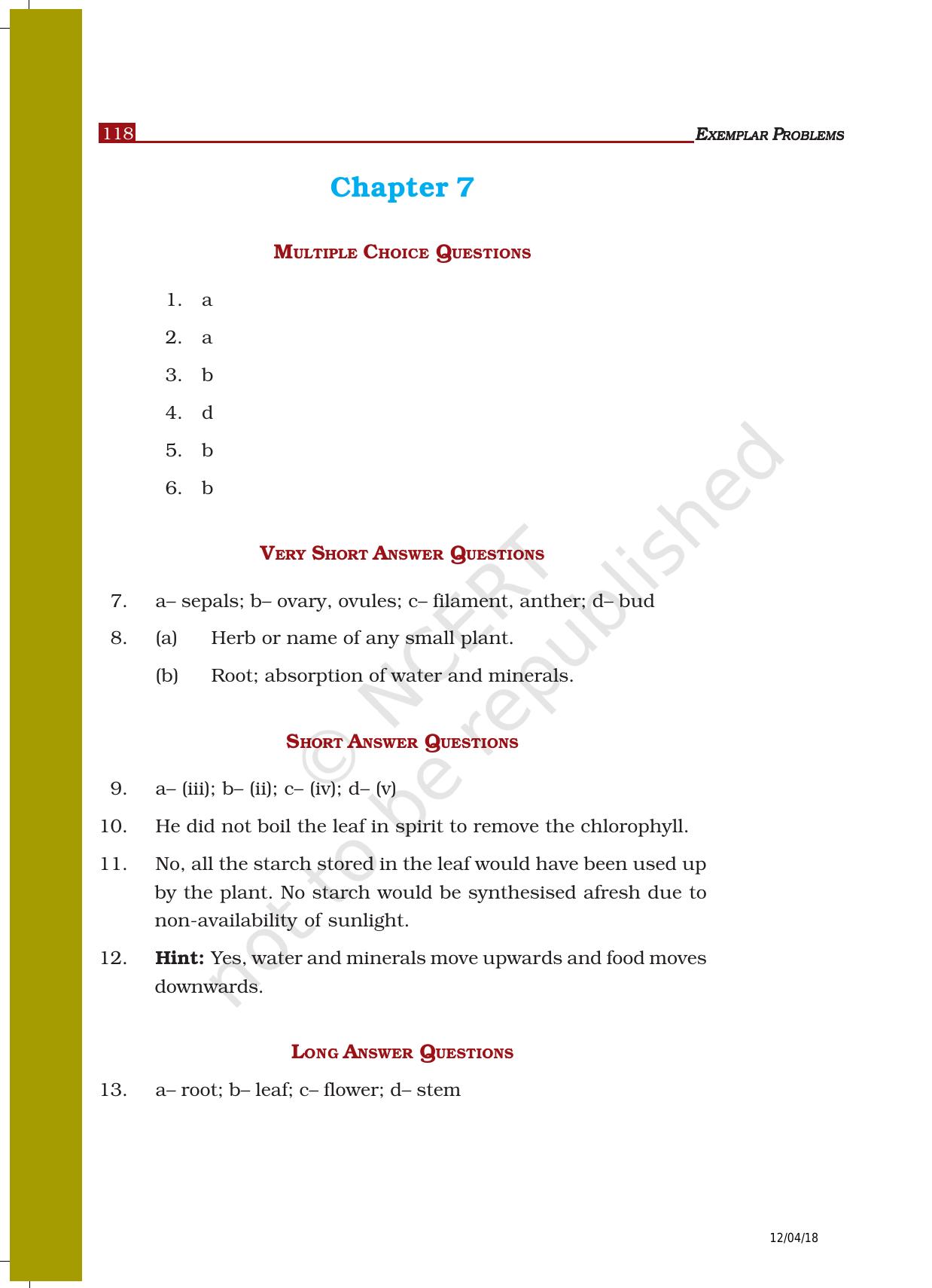 NCERT Exemplar Class 6: Science - Answers - Page 16
