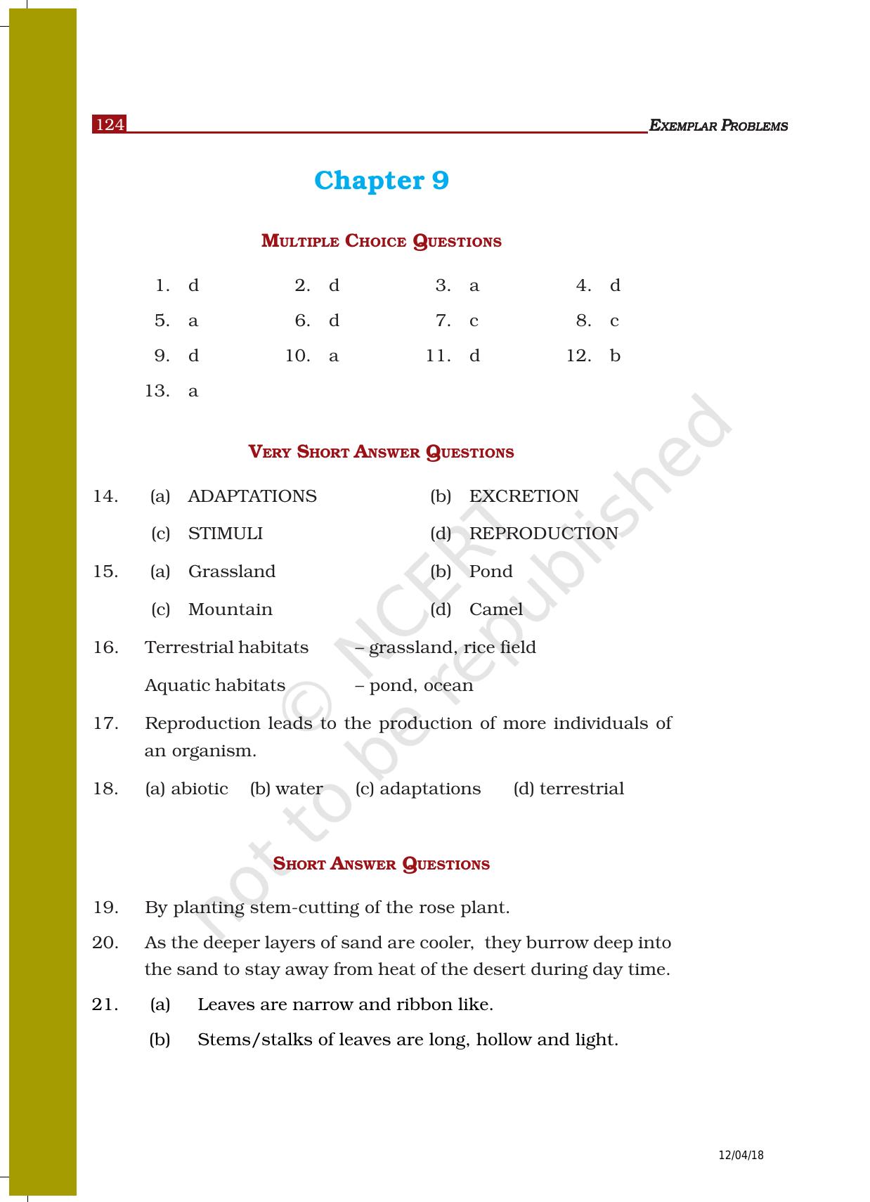 NCERT Exemplar Class 6: Science - Answers - Page 22