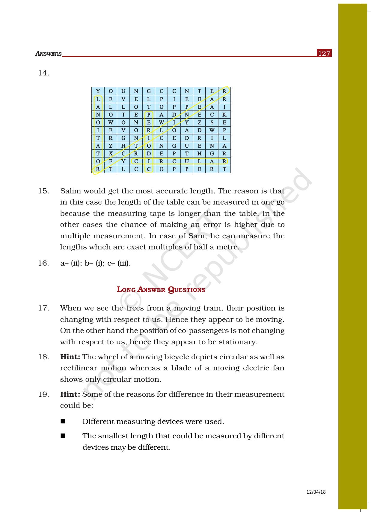 NCERT Exemplar Class 6: Science - Answers - Page 25
