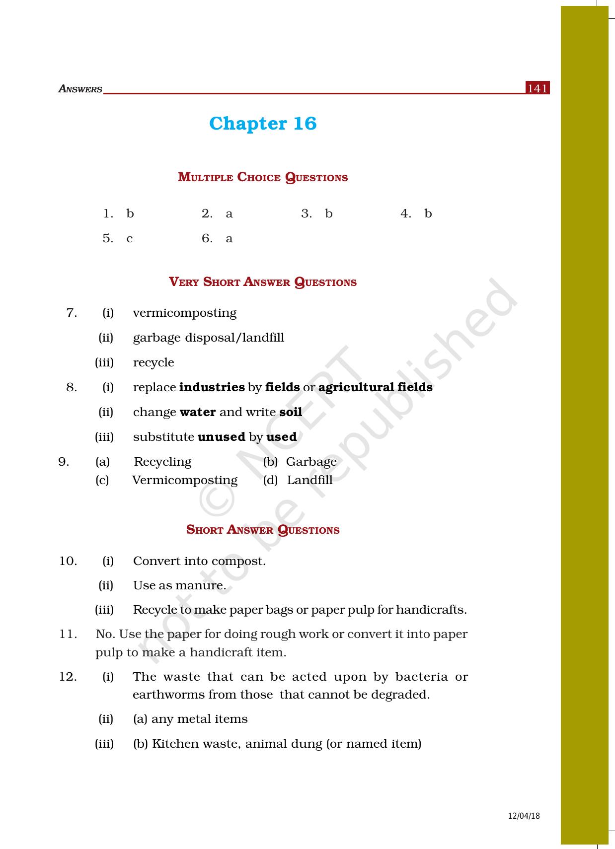 NCERT Exemplar Class 6: Science - Answers - Page 39
